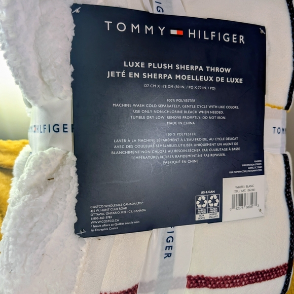 ​Tommy Hilfiger Luxe Plush Sherpa Throw Blanket - Plaid Multi/White - Picture 3 of 4